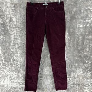 LL Bean Size 4 Corduroy Stretch Jeans Purple Pants Button Zip Pocket Casual